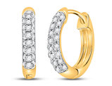 Small 1/6 Carat (ctw H-I, I2-I3) Diamond Hoop Earrings in 10K Yellow Gold